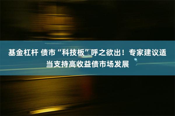 基金杠杆 债市“科技板”呼之欲出！专家建议适当支持高收益债市场发展
