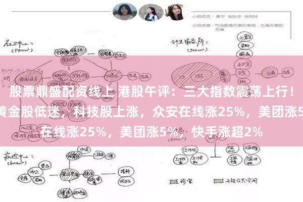 股票鼎盛配资线上 港股午评：三大指数震荡上行！科指涨1.56%，黄金股低迷，科技股上涨，众安在线涨25%，美团涨5%，快手涨超2%