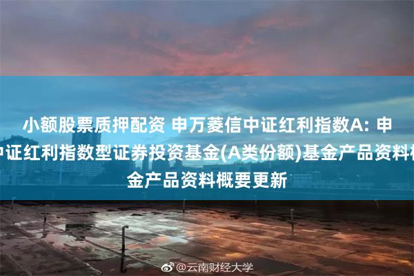 小额股票质押配资 申万菱信中证红利指数A: 申万菱信中证红利指数型证券投资基金(A类份额)基金产品资料概要更新