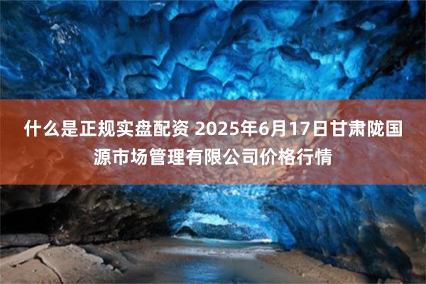 什么是正规实盘配资 2025年6月17日甘肃陇国源市场管理有限公司价格行情