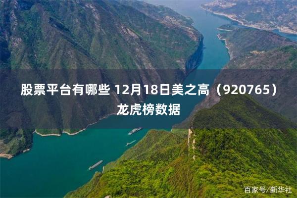 股票平台有哪些 12月18日美之高（920765）龙虎榜数据
