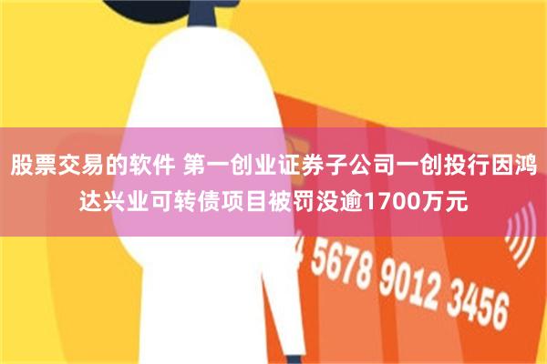 股票交易的软件 第一创业证券子公司一创投行因鸿达兴业可转债项目被罚没逾1700万元