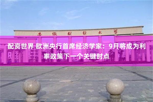 配资世界 欧洲央行首席经济学家:9月将成为利率政策下一个关键时点